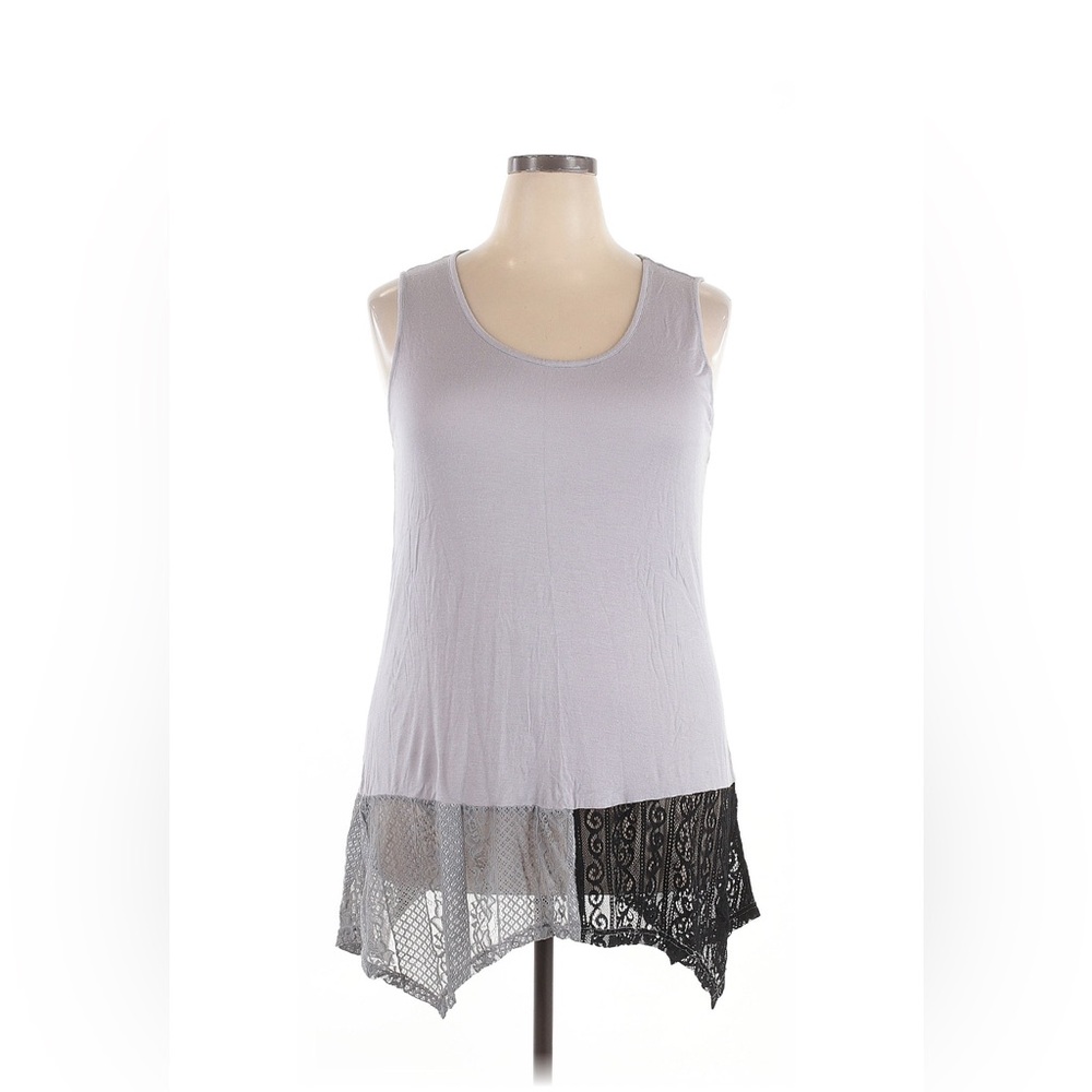 Elegant Gray Sleeveless Top with Lace Detail